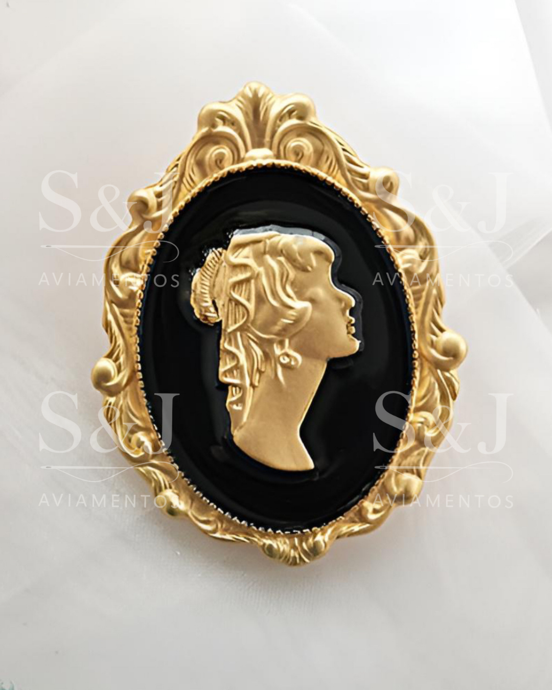 Broche Camafeu Dourado Vintage